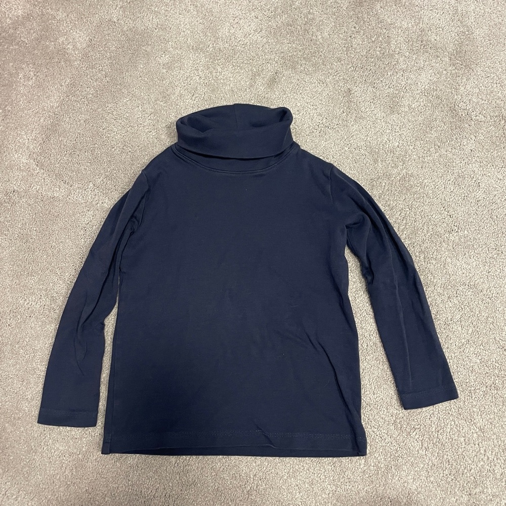 Navy Blue Turtleneck Long Sleeve Top